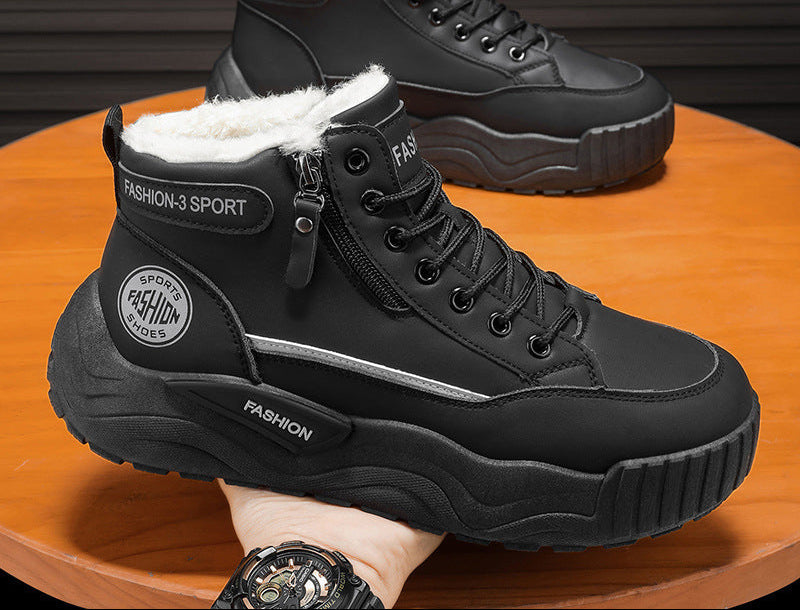 High-Top Winter Boots: Fleece-Lined, Warm, Cotton-Lined, Leather-Upper, Waterproof, Non-Slip, Outdoor, Cold-Resistant, Snow-Ready Dr. Martens Boots for Teens for Men - product image from the listing.