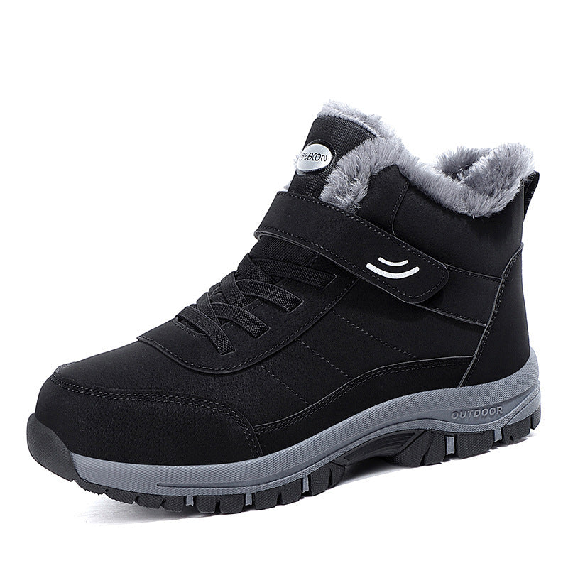 Men's Winter Plus-Size Casual Cotton Shoes, Fleece-Lined Warm Outdoor Hiking Shoes, Waterproof and Non-Slip Snow Boots - product image from the listing.