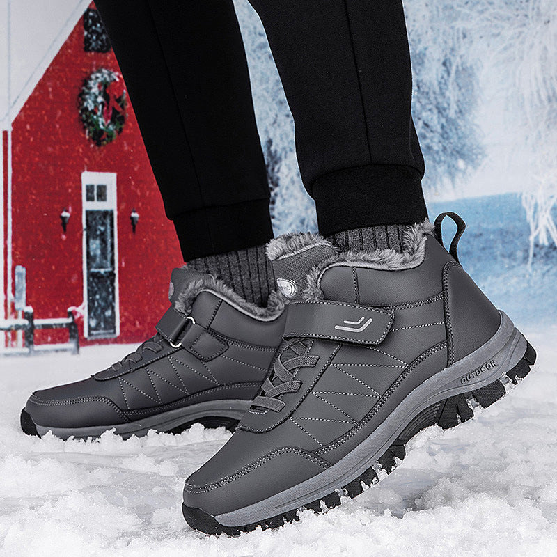 Men's Winter Plus-Size Casual Cotton Shoes, Fleece-Lined Warm Outdoor Hiking Shoes, Waterproof and Non-Slip Snow Boots - product image from the listing.