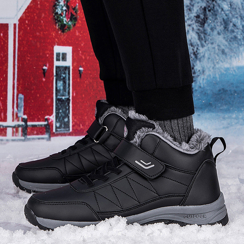 Men's Winter Plus-Size Casual Cotton Shoes, Fleece-Lined Warm Outdoor Hiking Shoes, Waterproof and Non-Slip Snow Boots - product image from the listing.