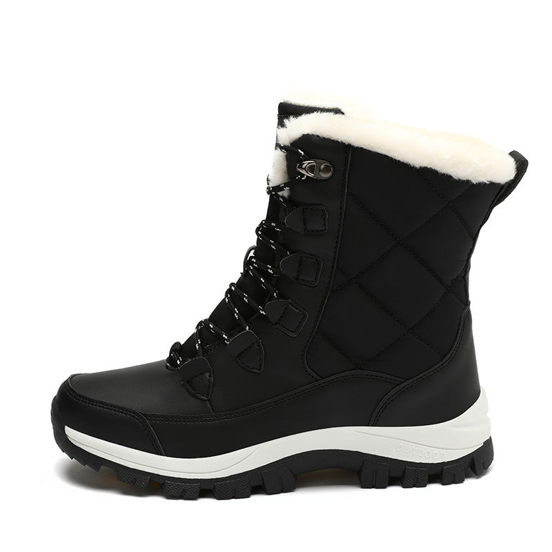 Plus-Size Snow Boots for Outdoor Travel - Thick-Soled, High-Top, Fleece-Lined, Padded Cotton Mid-Calf Boots for Women - product image from the listing.