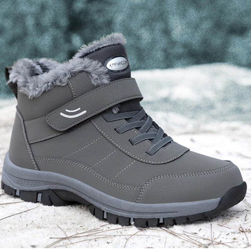 Men's Winter Plus-Size Casual Cotton Shoes, Fleece-Lined Warm Outdoor Hiking Shoes, Waterproof and Non-Slip Snow Boots - product image from the listing.