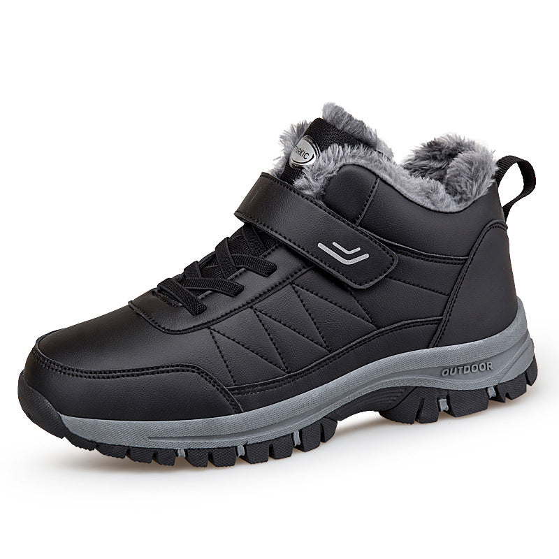 Men's Winter Plus-Size Casual Cotton Shoes, Fleece-Lined Warm Outdoor Hiking Shoes, Waterproof and Non-Slip Snow Boots - product image from the listing.