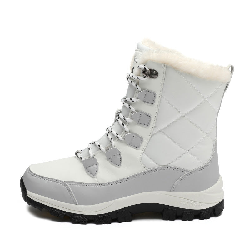 New Fashionable Lightweight Cotton Boots for Women - Winter Outdoor High-Top Fleece-Lined Warm Thick-Soled/ Snow Boots - product image from the listing.