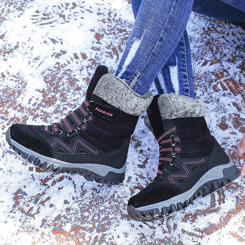 Women's Cross-border Northern Winter Fleece-Lined Warm Thick-Soled Snow Boots, Export-Grade Cotton Shoes, High-Top Shoes, Sizes 35-42 - product image from the listing.