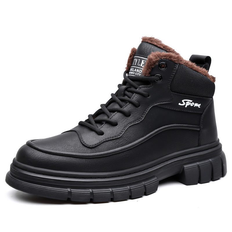 Men's Men's High-Top Cotton Shoes 2026: New Winter Collection - Outdoor Fleece-Lined, Warm Dr. Martens-Style Boots, Trendy, Non-Slip Work Boots - product image from the listing.