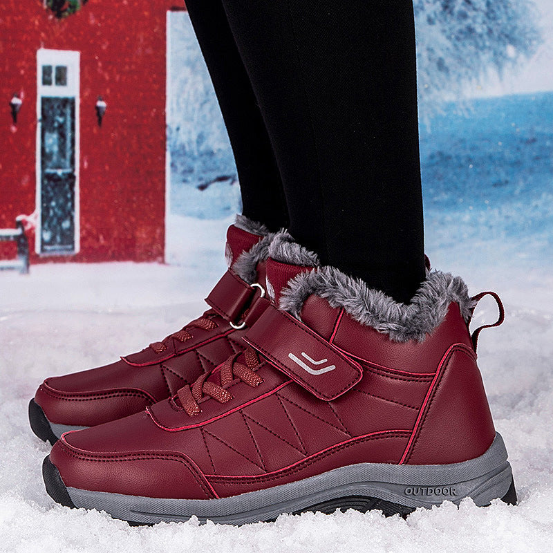 Men's Winter Plus-Size Casual Cotton Shoes, Fleece-Lined Warm Outdoor Hiking Shoes, Waterproof and Non-Slip Snow Boots - product image from the listing.
