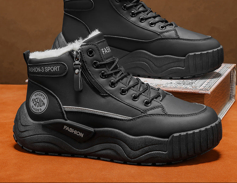 High-Top Winter Boots: Fleece-Lined, Warm, Cotton-Lined, Leather-Upper, Waterproof, Non-Slip, Outdoor, Cold-Resistant, Snow-Ready Dr. Martens Boots for Teens for Men - product image from the listing.