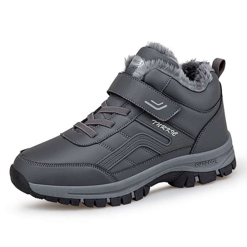 Men's Winter Plus-Size Casual Cotton Shoes, Fleece-Lined Warm Outdoor Hiking Shoes, Waterproof and Non-Slip Snow Boots - product image from the listing.