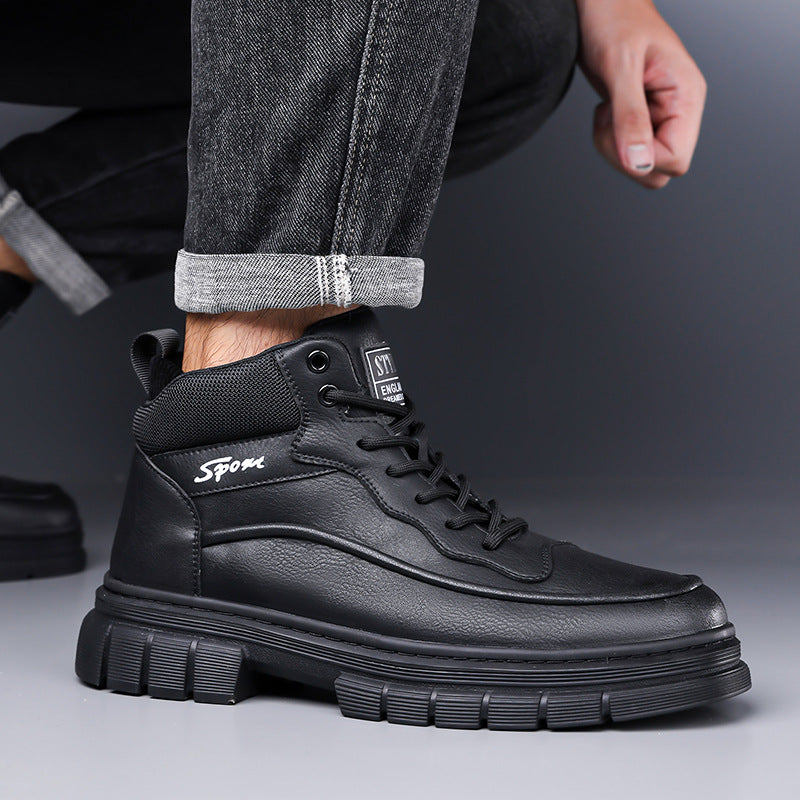 Men's Men's High-Top Cotton Shoes 2026: New Winter Collection - Outdoor Fleece-Lined, Warm Dr. Martens-Style Boots, Trendy, Non-Slip Work Boots - product image from the listing.