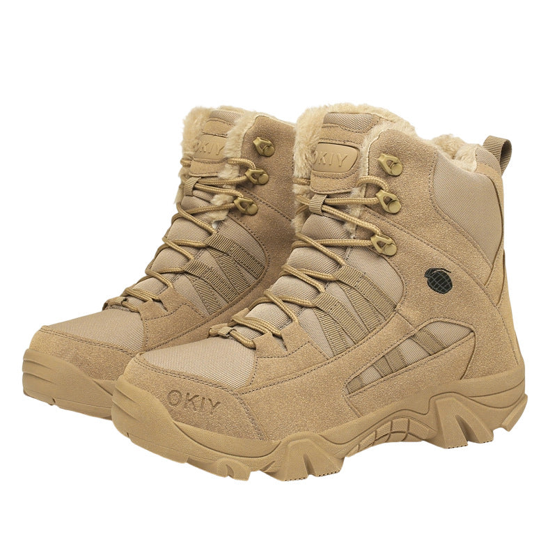 Men's Insulated High-Top Military-Style Tactical Combat Boots with Double-Sided Fleece for Outdoor Training and Hiking - product image from the listing.
