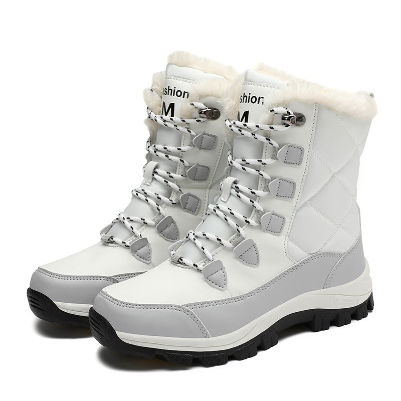 Plus-Size Snow Boots for Outdoor Travel - Thick-Soled, High-Top, Fleece-Lined, Padded Cotton Mid-Calf Boots for Women - product image from the listing.