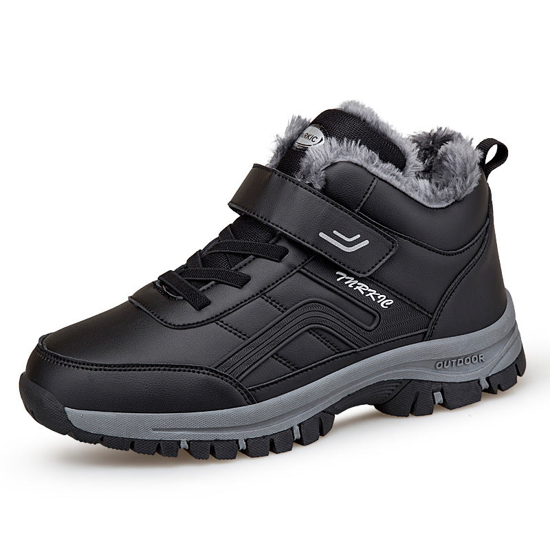 Men's Winter Plus-Size Casual Cotton Shoes, Fleece-Lined Warm Outdoor Hiking Shoes, Waterproof and Non-Slip Snow Boots - product image from the listing.