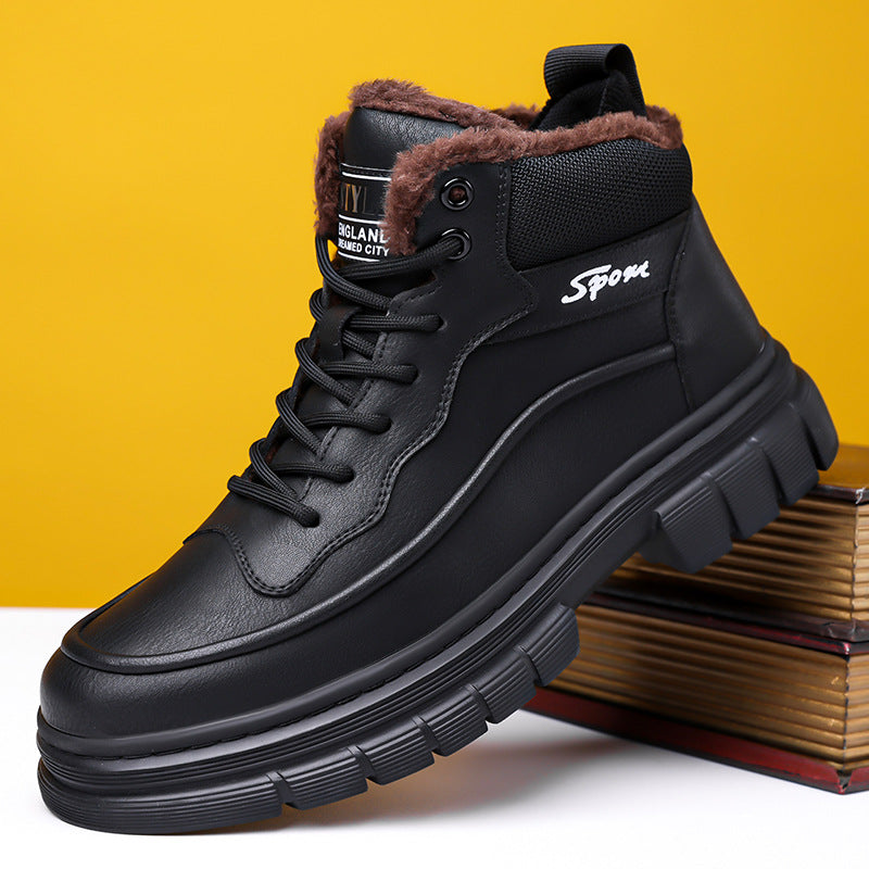 Men's Men's High-Top Cotton Shoes 2026: New Winter Collection - Outdoor Fleece-Lined, Warm Dr. Martens-Style Boots, Trendy, Non-Slip Work Boots - product image from the listing.