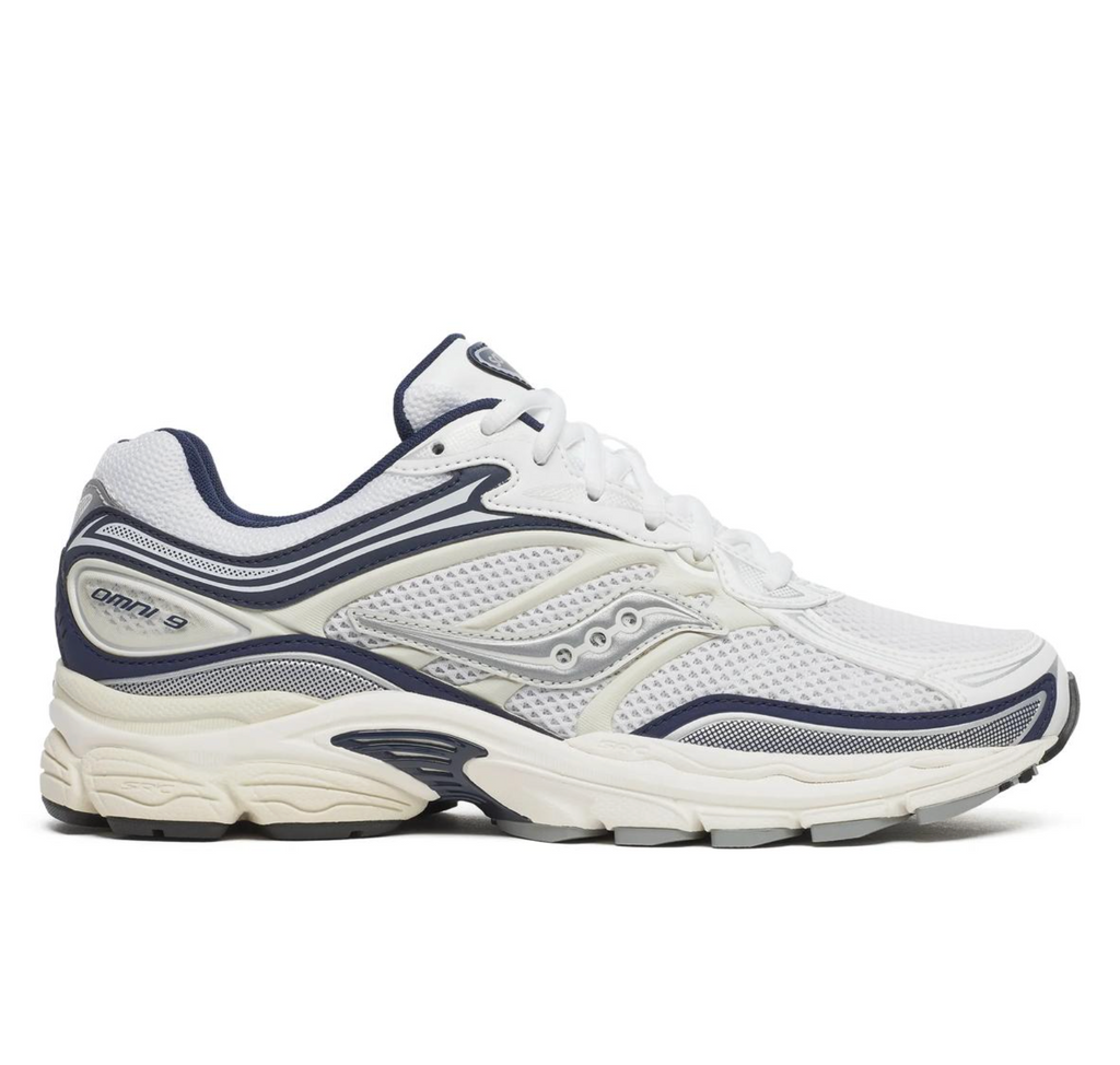 Saucony Progrid Omni 9 - WHITE/NAVY for Men - product image from the listing.