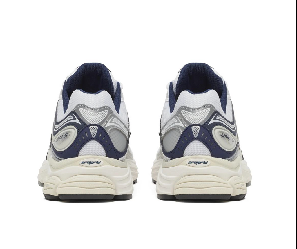 Saucony Progrid Omni 9 - WHITE/NAVY for Men - product image from the listing.