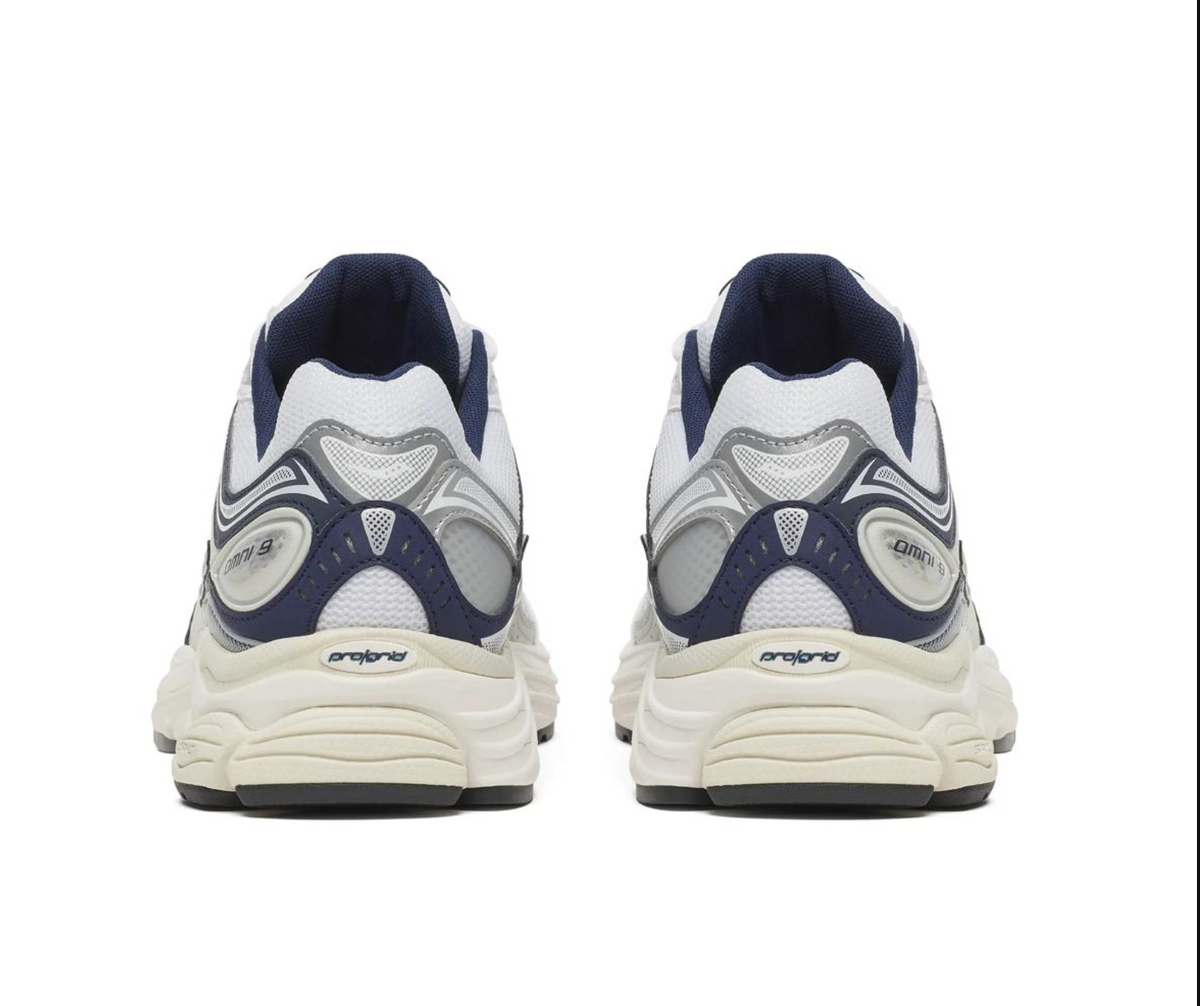Saucony Progrid Omni 9 - WHITE/NAVY for Men - product image from the listing.