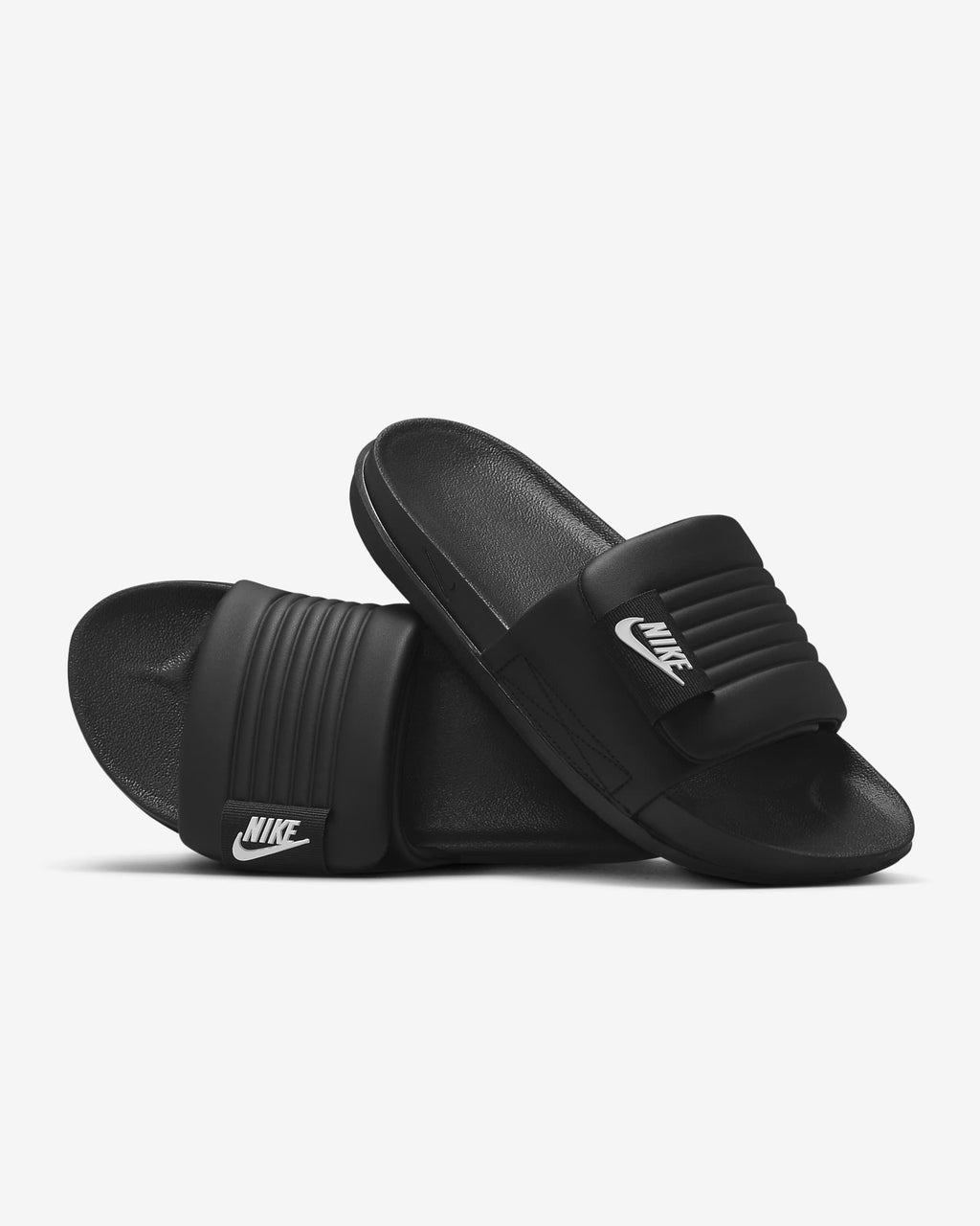 Women's Nike Offcourt Adjust Slides - Black / White - product image from the listing.