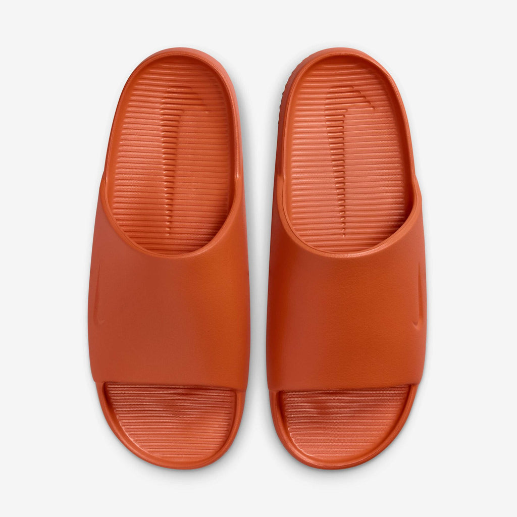 Men's Nike Calm Slides - Campfire Orange / Gum Medium Brown - product image from the listing.