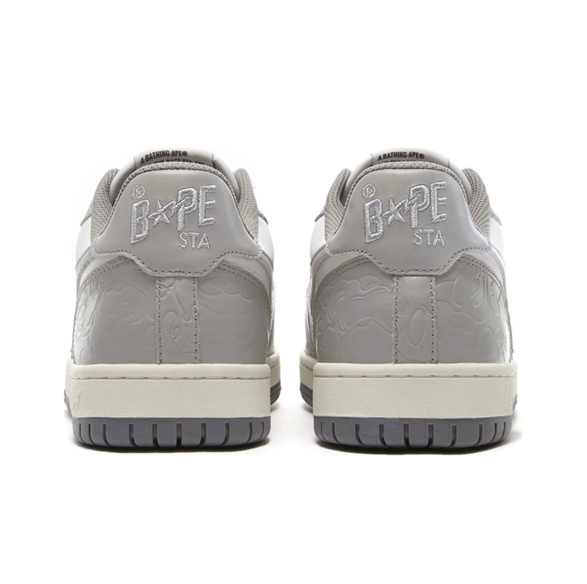 A BATHING APE BAPE Court Sta Low Sneakers in White Grey - product image from the listing.