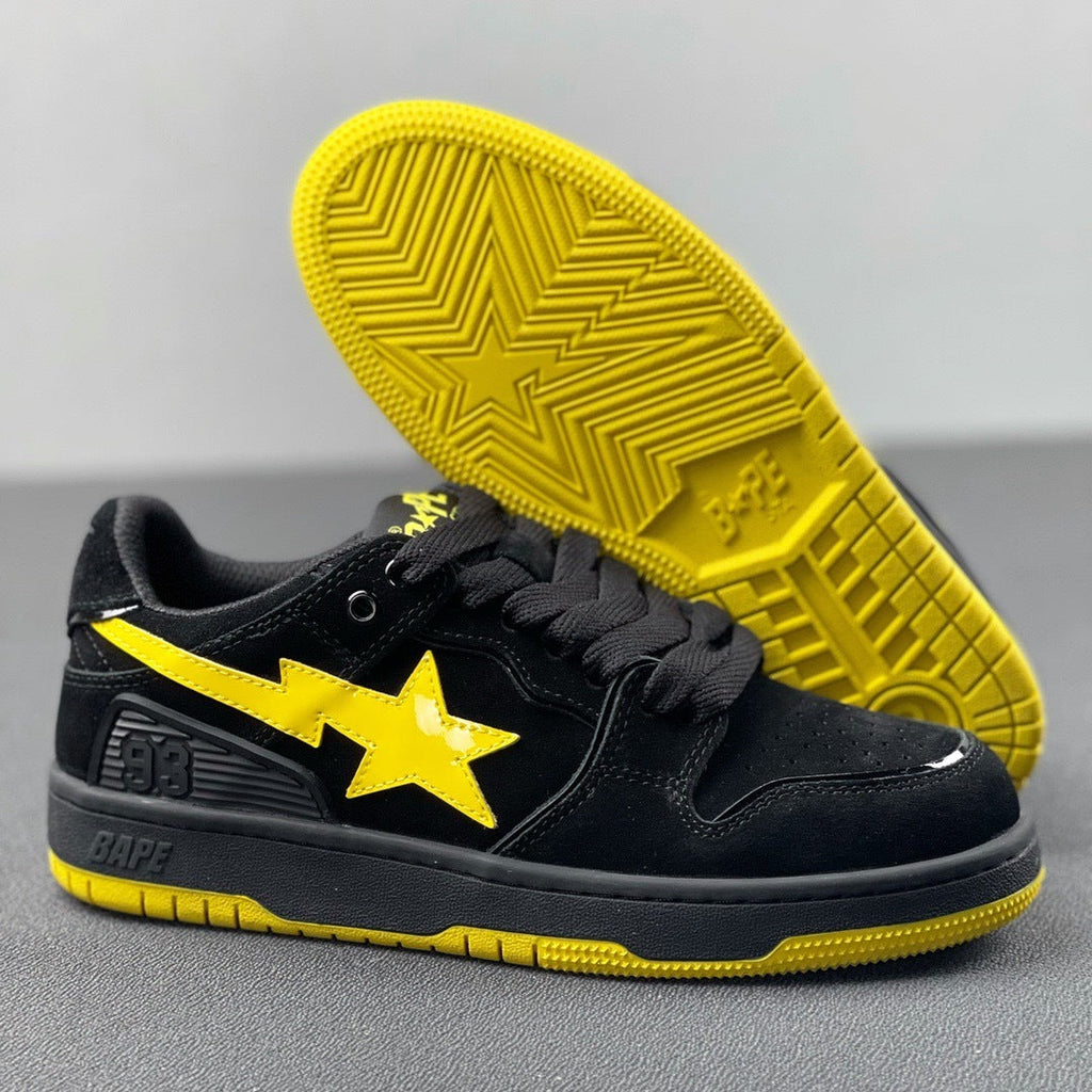 A Bathing Ape SK8 Sta Sneakers in Black Yellow - product image from the listing.