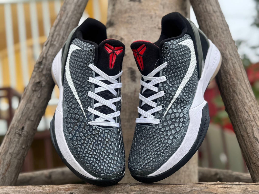 Nike Kobe 6 Basketball Shoes in Black White Red - product image from the listing.