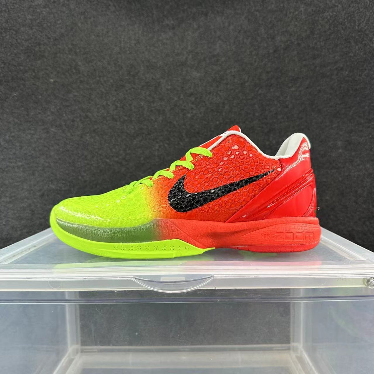 Nike Kobe 6 Green and Red Low-Cut Basketball Shoes - product image from the listing.