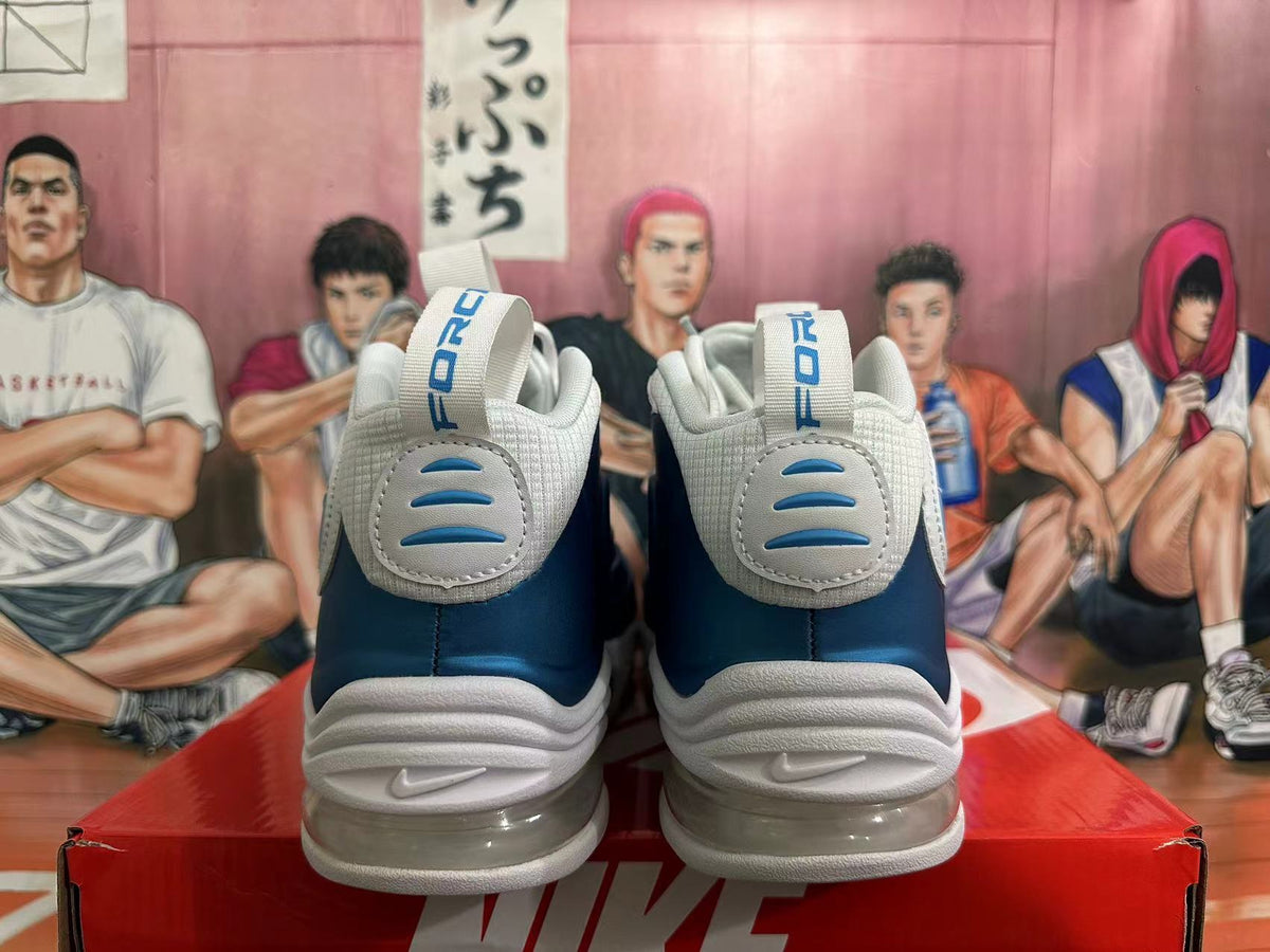 Nike Air Max Uptempo Basketball Sneakers in Blue and White - product image from the listing.