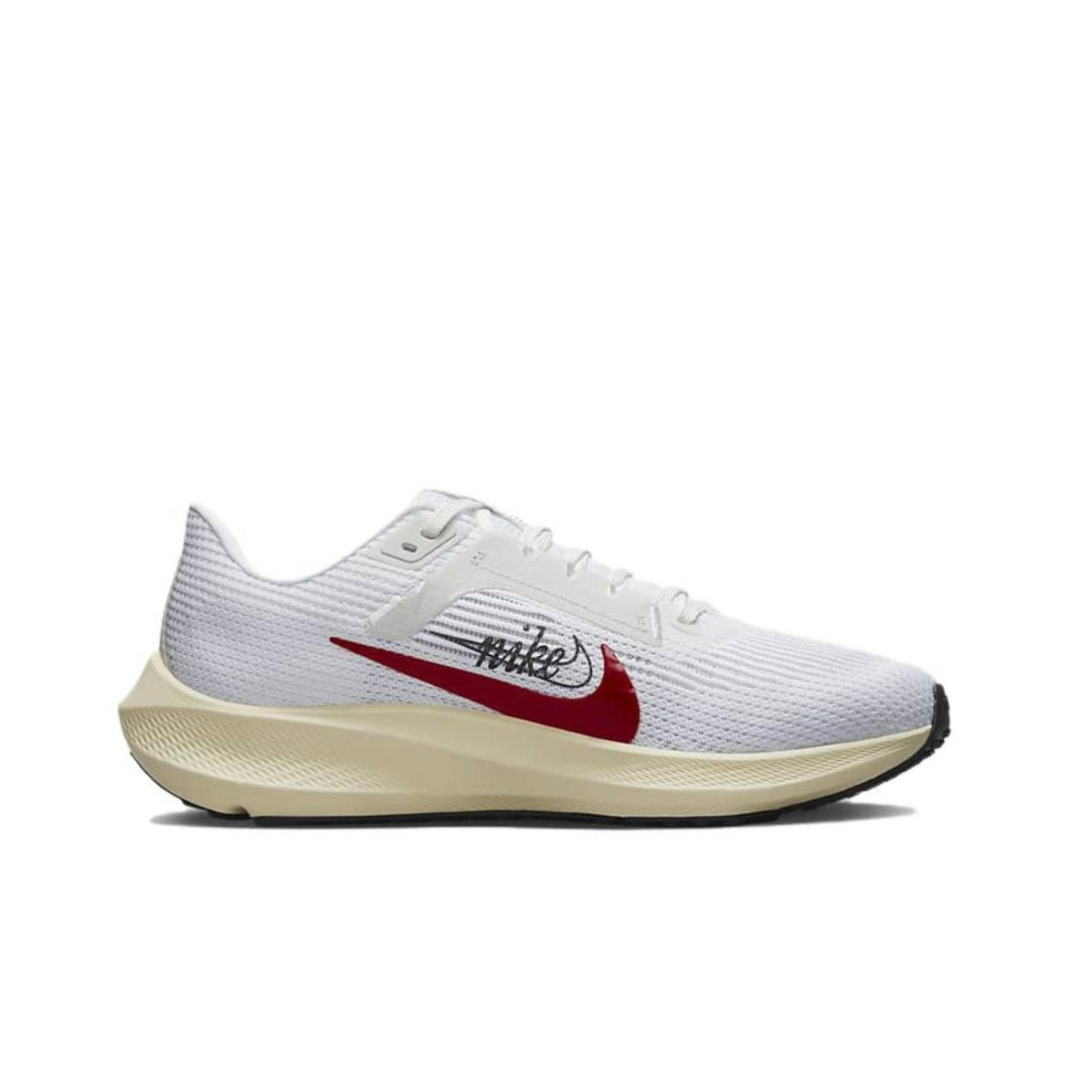 Nike Pegasus 40 PRM Running Shoes in White Red FB7703-100 - product image from the listing.