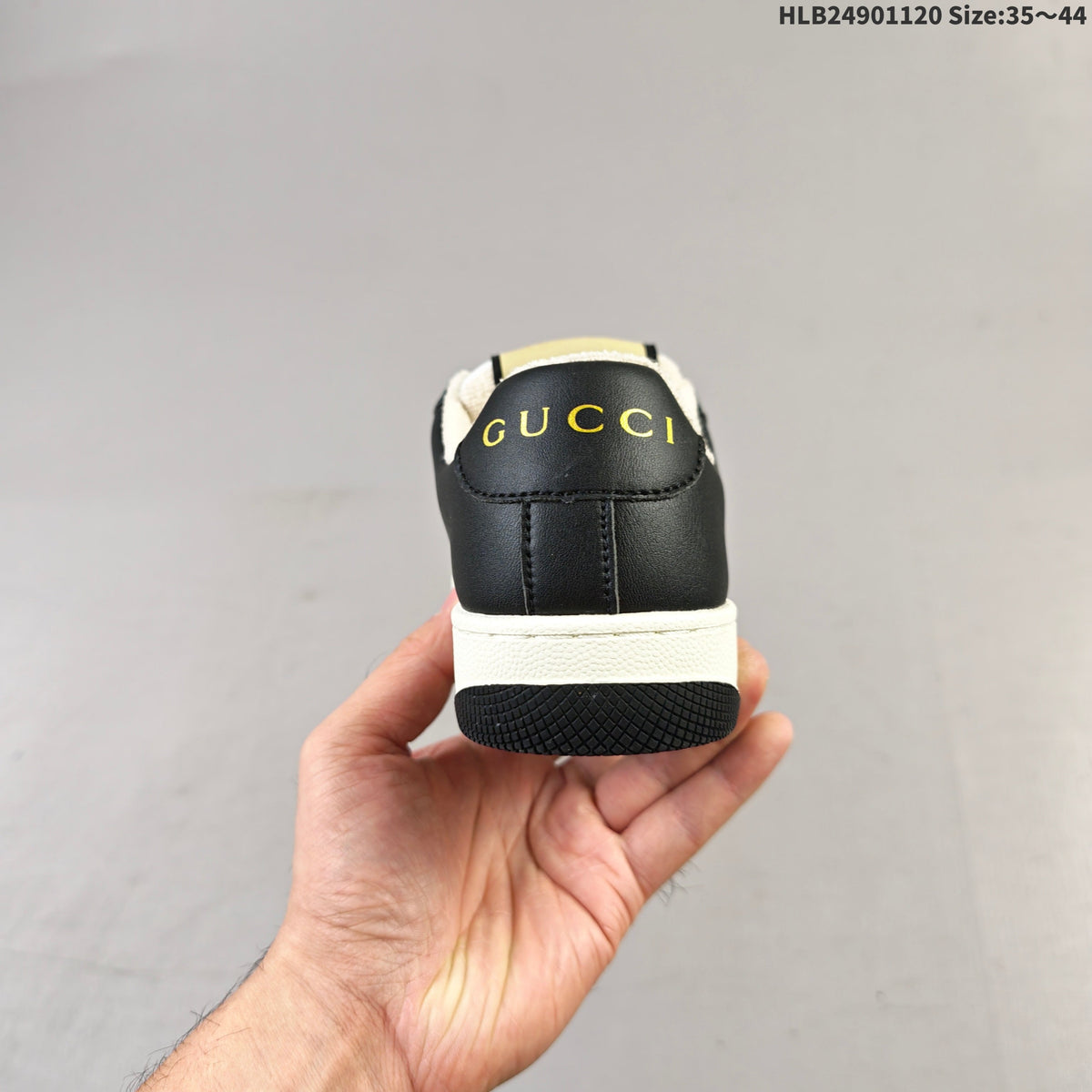 Black and White Gucci Screener Low-Top Sneakers - product image from the listing.