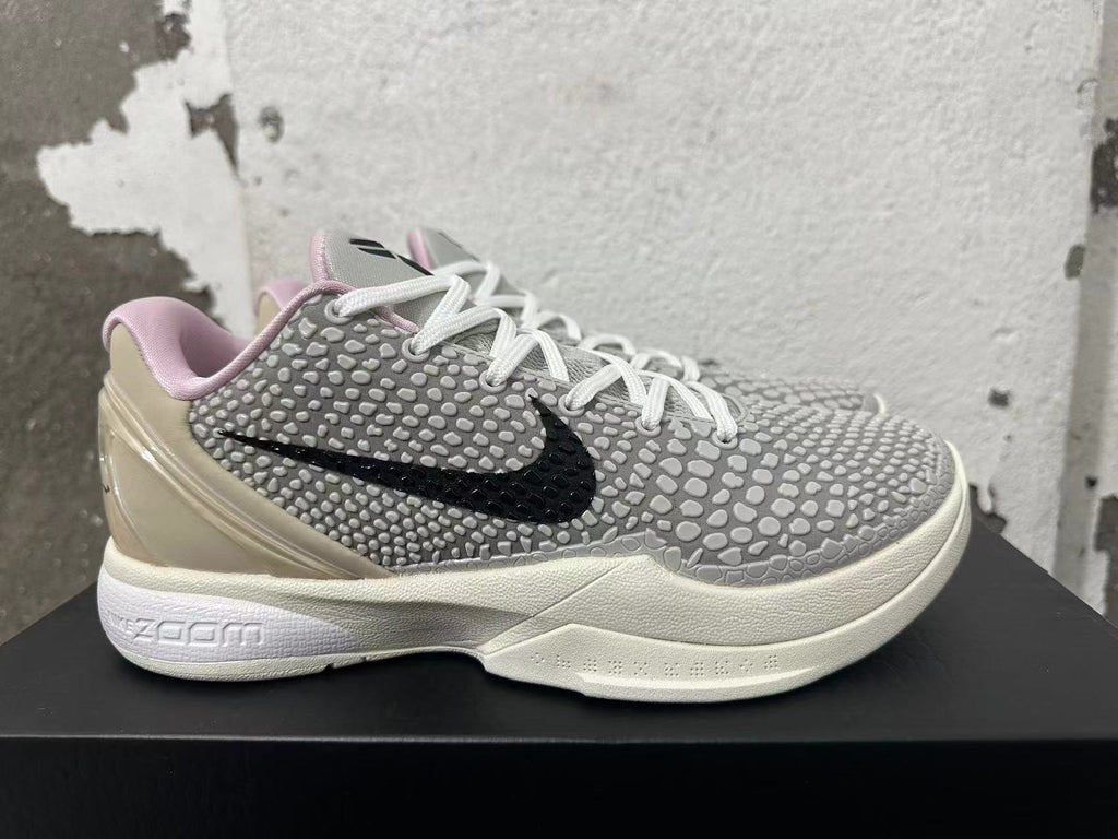 Nike Kobe 6 Protro Basketball Shoes in White Grey - product image from the listing.