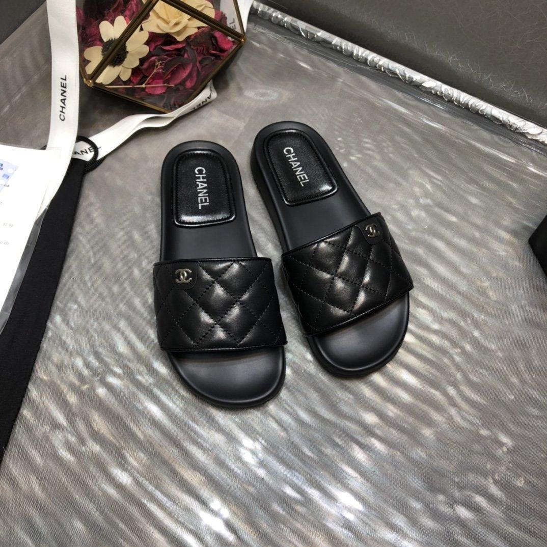 Chanel quilted slides in Black - product image from the listing.