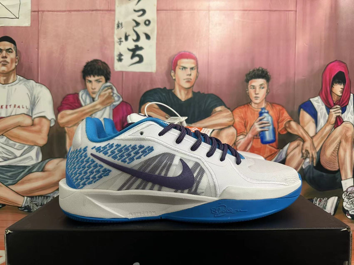 Nike Basketball Shoes in White and Blue - product image from the listing.