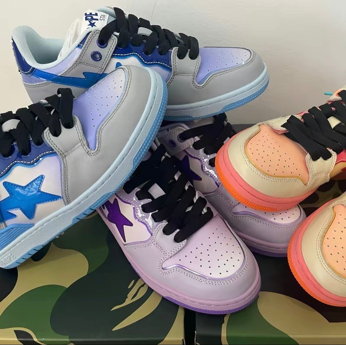 BAPE SK8 STA Low-Cut Sneakers in Orange Gradient - product image from the listing.