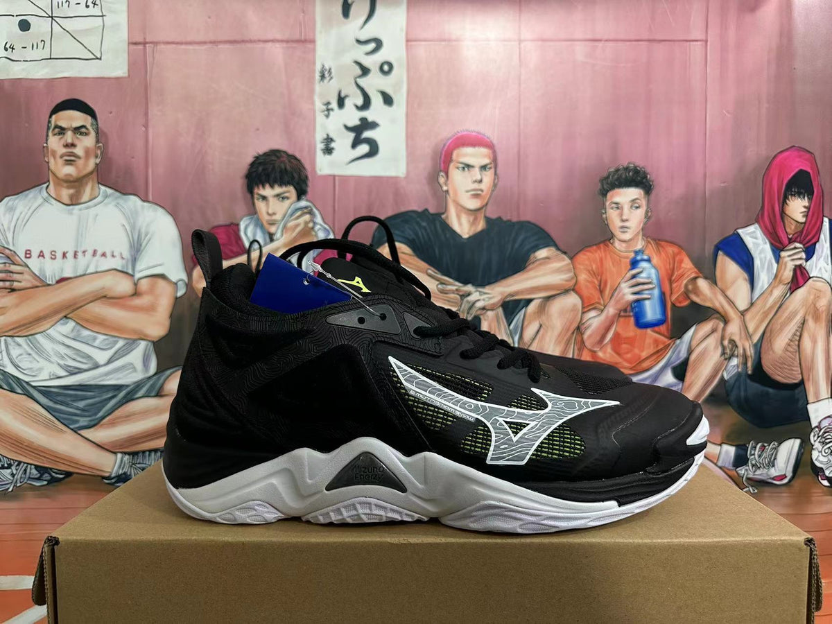 Mizuno Wave Momentum 3 Volleyball Footwear, Black/White - product image from the listing.