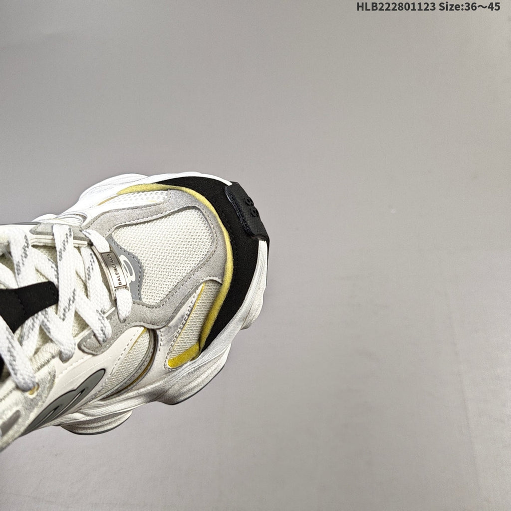Balenciaga Monday Low-Top Sneakers in White, in Gray and Yellow - product image from the listing.