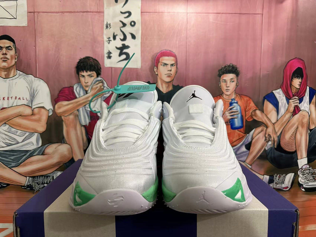 Jordan Luka 4 Basketball Shoes in White Green - product image from the listing.