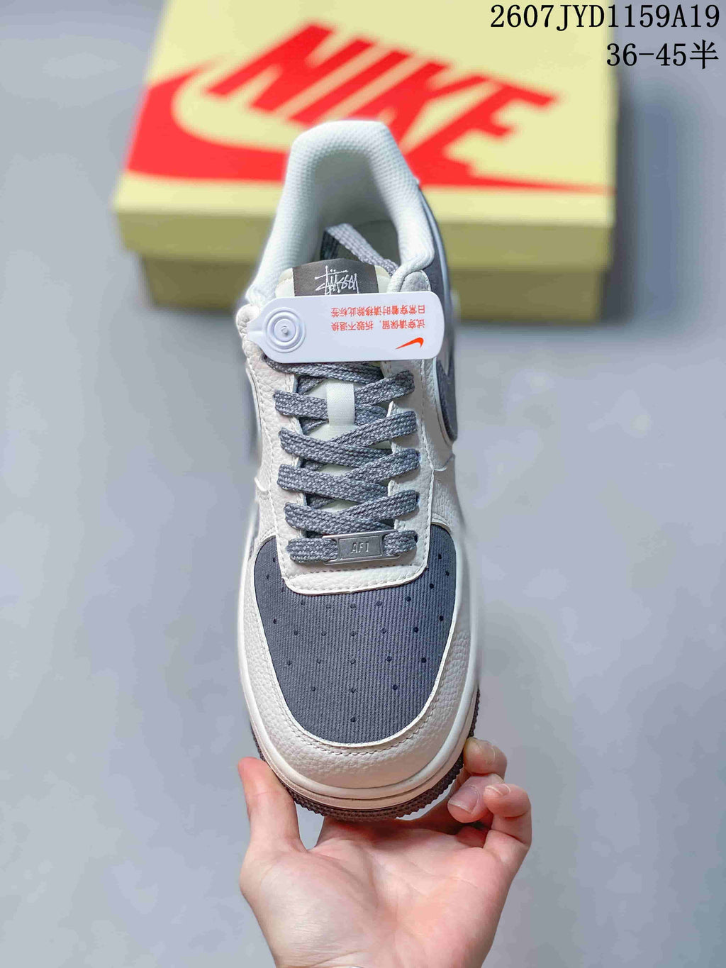 Nike Air Force 1 '07 Low Sneakers in White and Gray - product image from the listing.