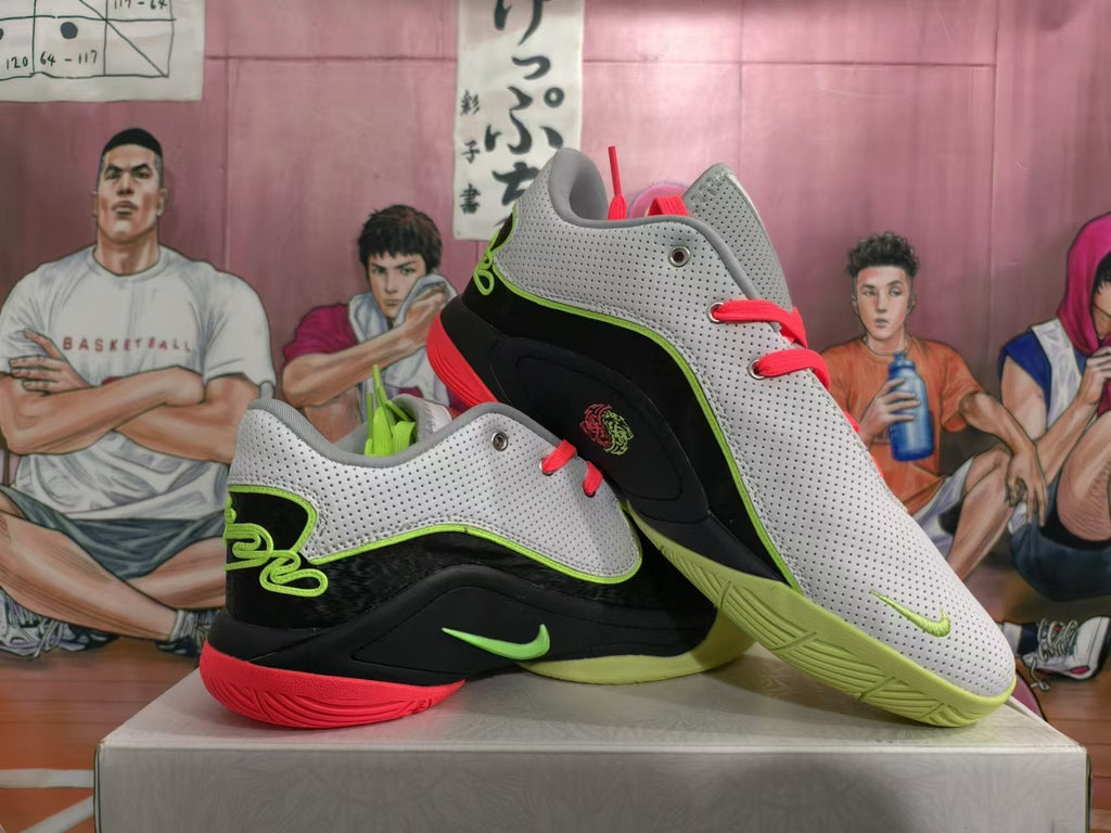 Nike Basketball Shoes in White Black Volt Green - product image from the listing.