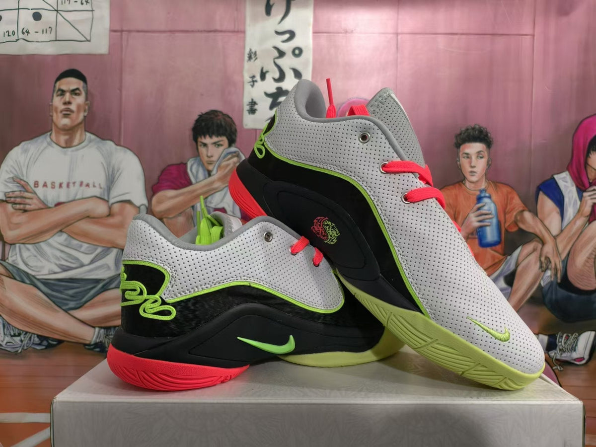 Nike Basketball Shoes in White Black Volt Green - product image from the listing.