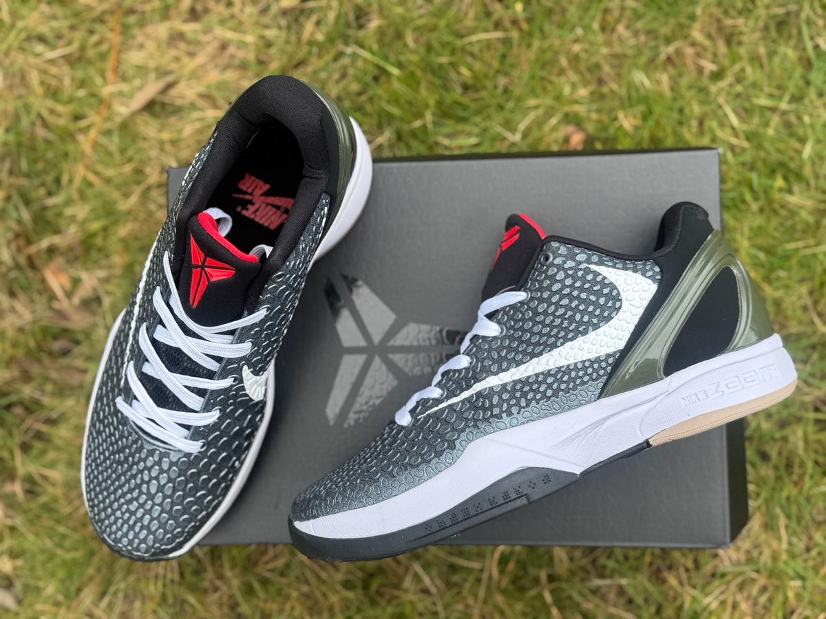 Nike Kobe 6 Basketball Shoes in Black White Red - product image from the listing.