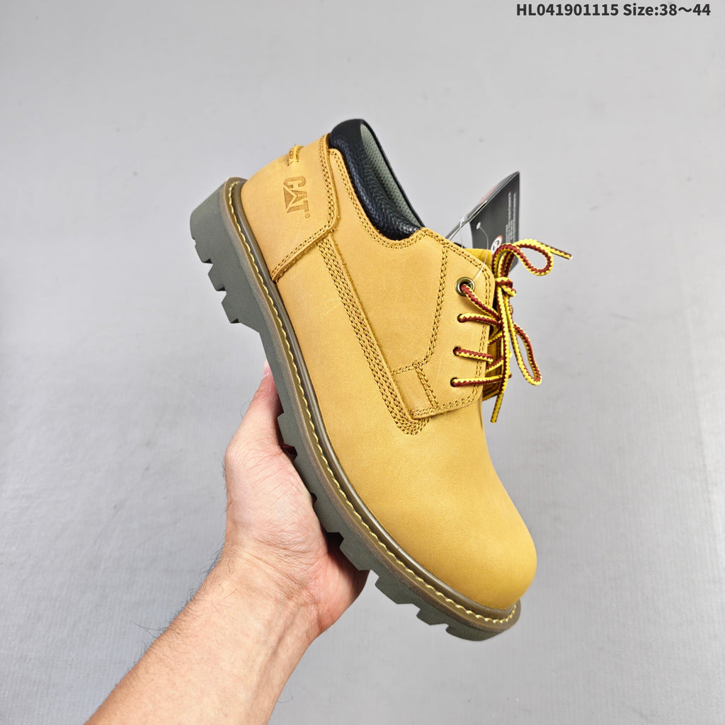 CAT Low-Top Lace-Up Work Boots in Honey in Yellow - product image from the listing.