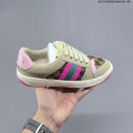 Gucci Screener Distressed Low-Top Sneakers in Beige Pink Green - product image from the listing.