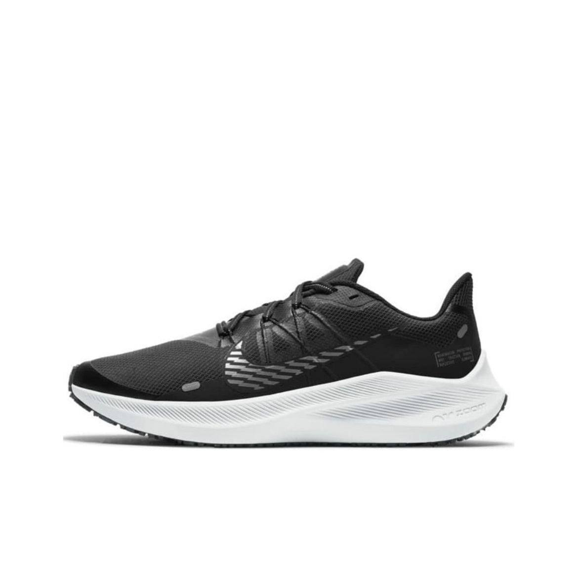 Nike Air Zoom Winflo 7 Shield Running Shoes in Black Silver CU3870-001 - product image from the listing.