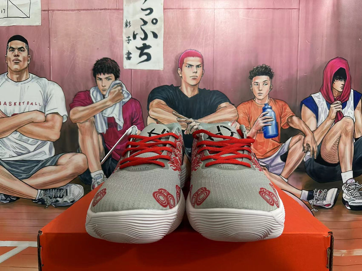 Nike Basketball Trainers Gray Red Dragon Graphic - product image from the listing.