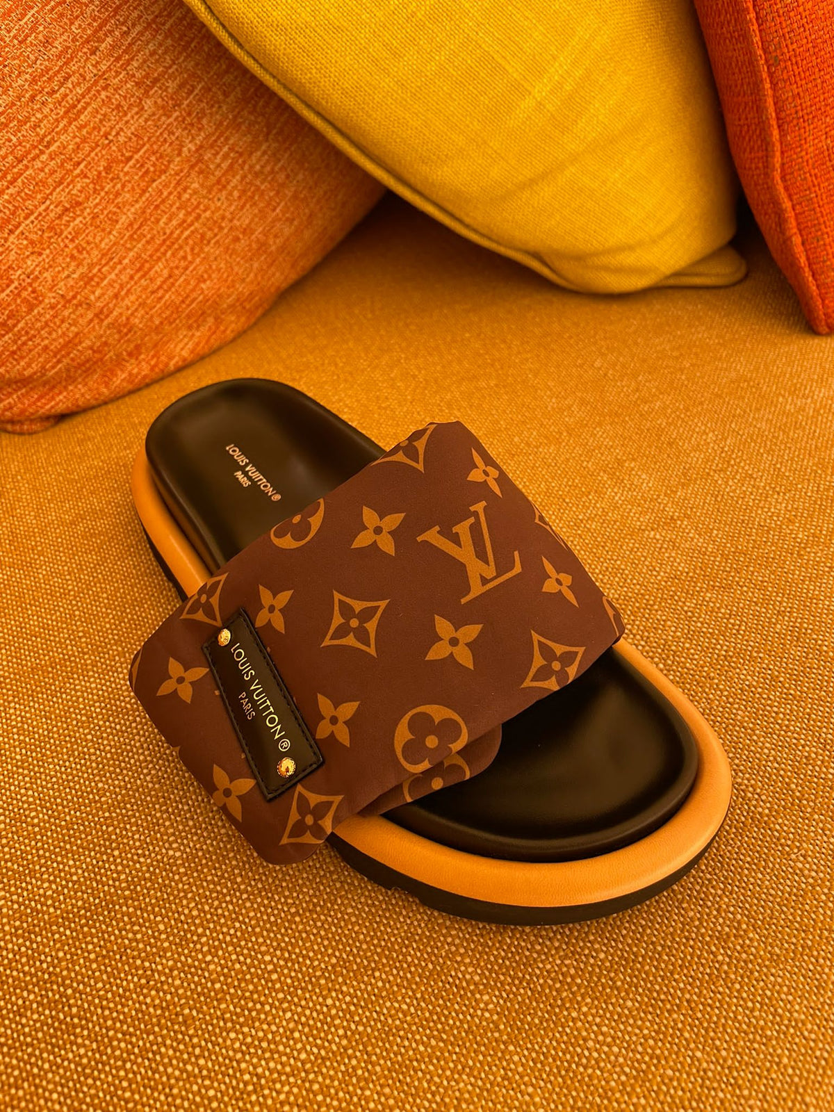 New Season - Louis Vuitton Pool Pillow Flat Comfort Mules - product image from the listing.