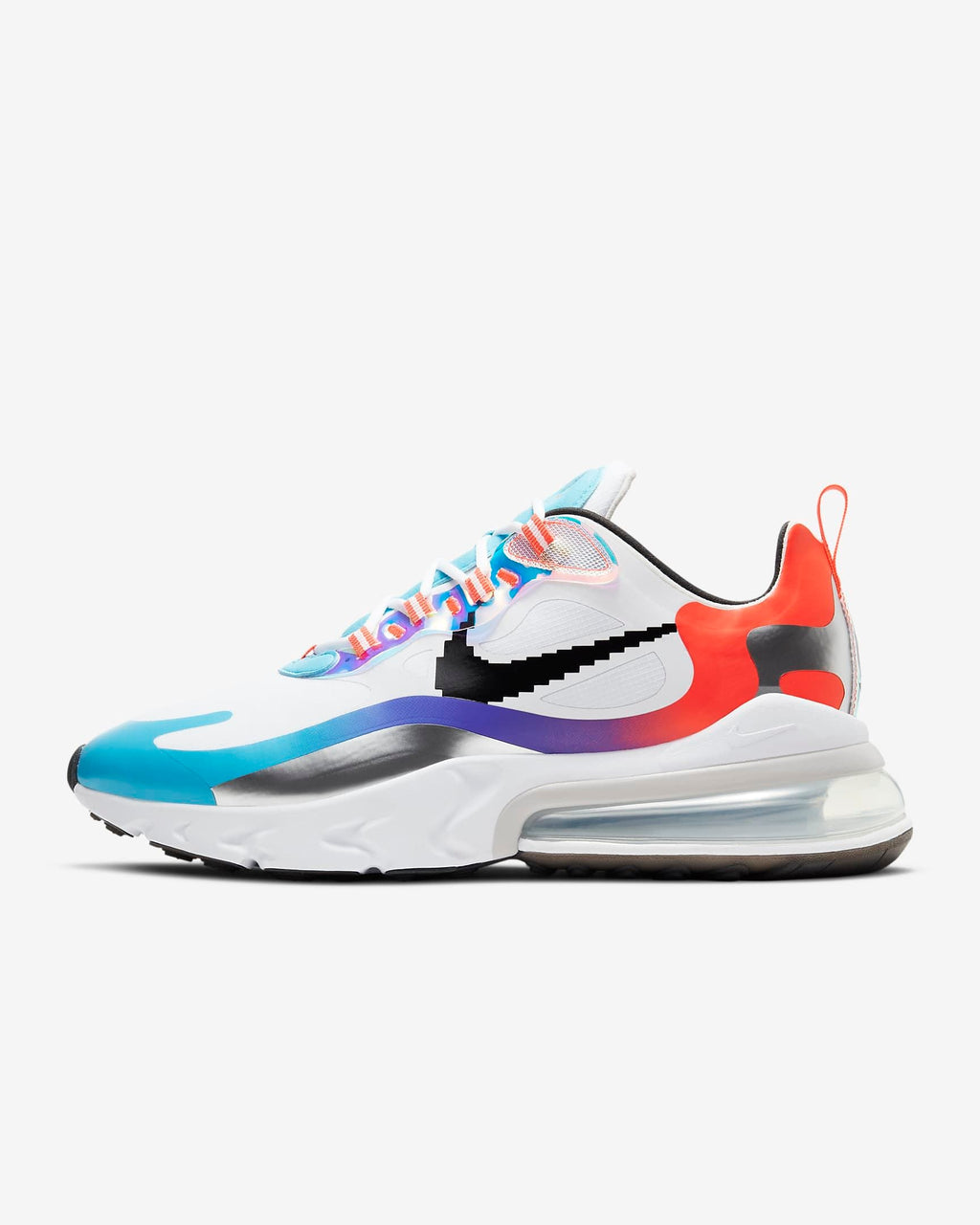 Nike Air Max 270 React Sneakers in White Blue Orange DC0833-101 - product image from the listing.