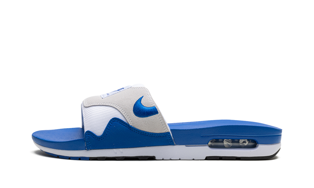 "Royal Blue" Nike Air Max 1 Slide FJ4007 100 - product image from the listing.