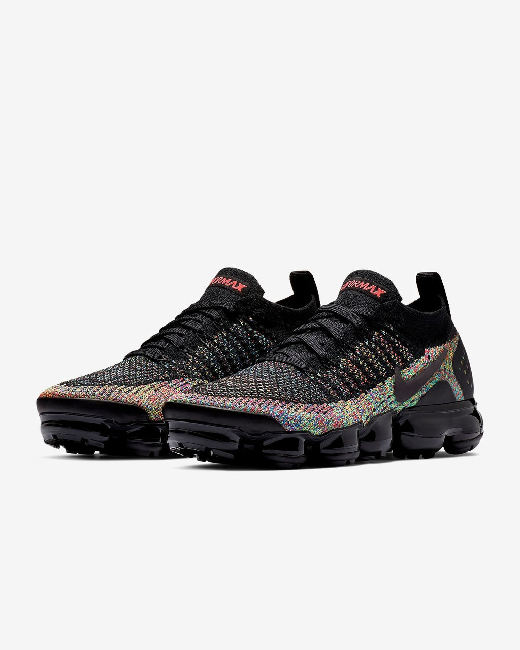 Nike Air VaporMax Flyknit 2 Sneakers in Black Multicolor 942842-015 - product image from the listing.