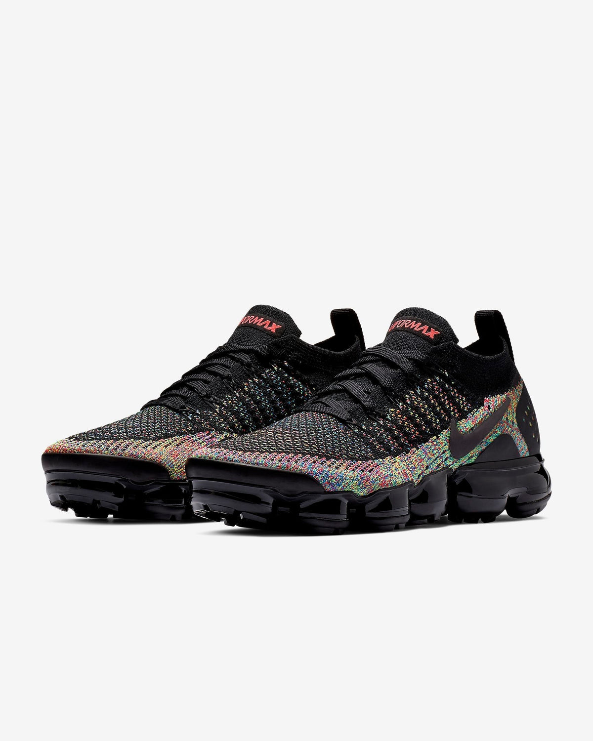 Nike Air VaporMax Flyknit 2 Sneakers in Black Multicolor 942842-015 - product image from the listing.